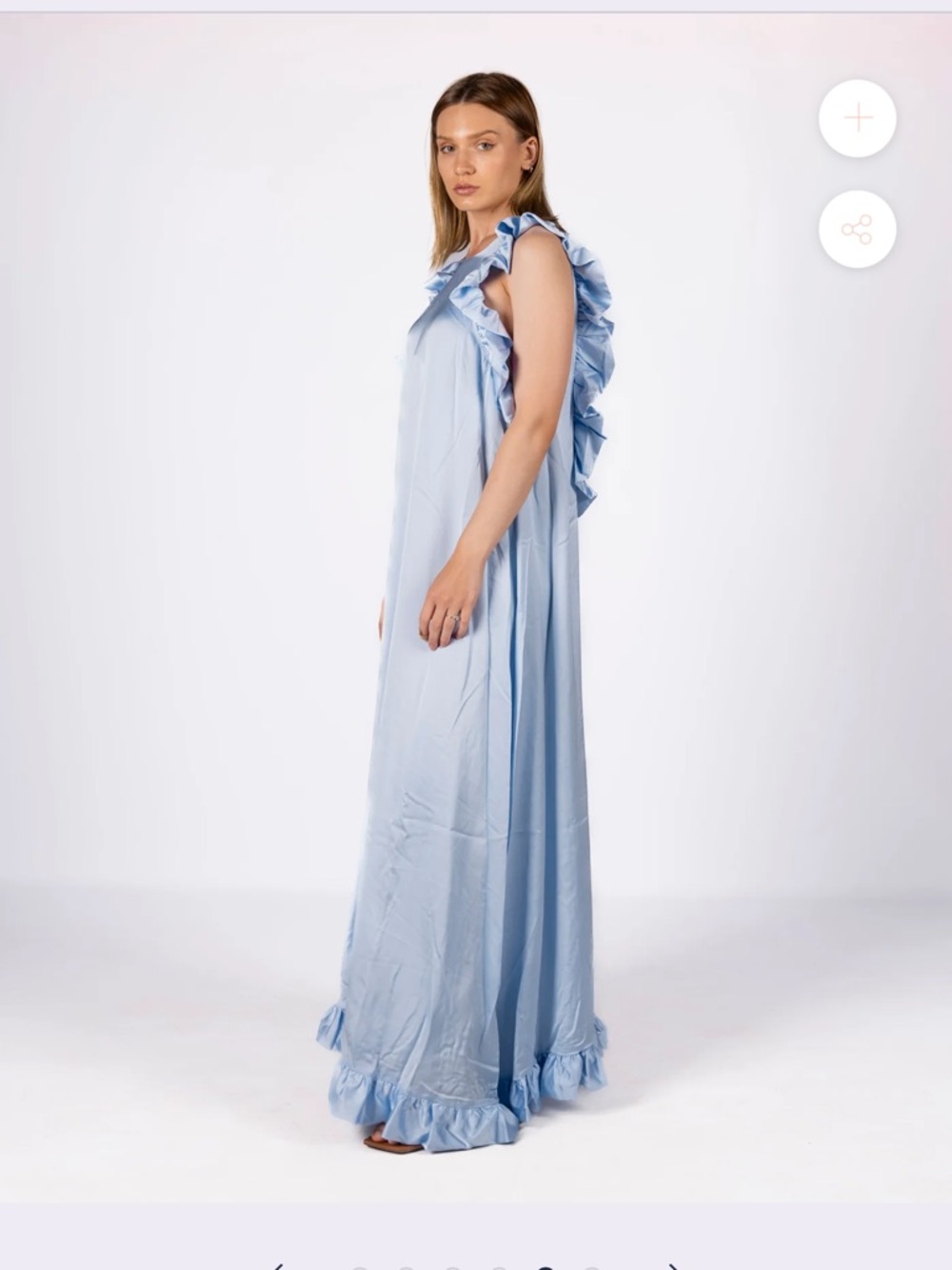 Light Blue Ruffle Maxi Dress - Picture 6 of 16